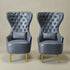 Letitia Faux Leather Wingback Chair - Navy Accent Chair | Decorative Faux Leather Chairs | Kinwell Furniture | Modern Wingback Accent Chairs